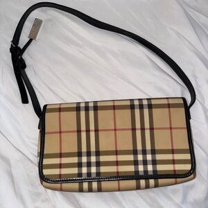 Vintage Burberry Nova Check Beige and Black Plaid Crossbody Bag